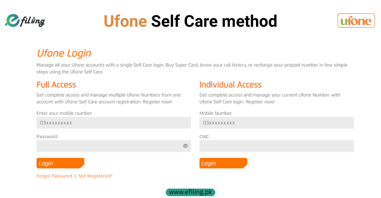 Ufone Self Care method